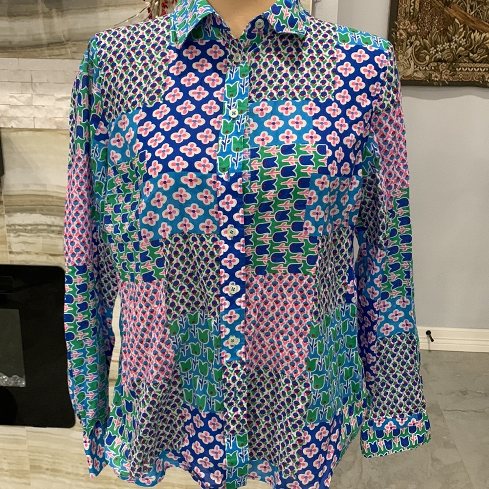 Talbots Medium Petite Tulip Patchwork Blouse. (10… - image 2